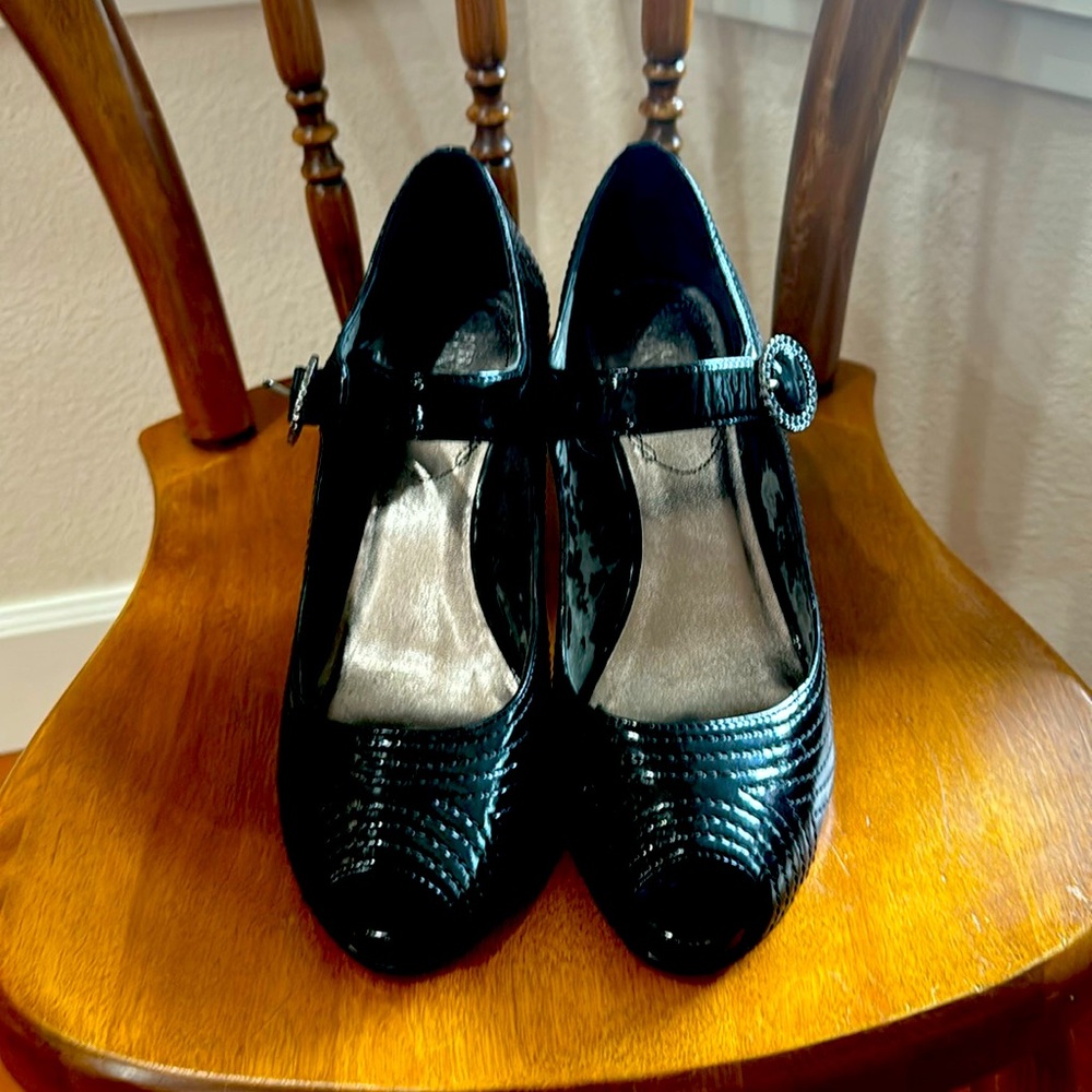 Franco Sarto Black Nubuck Leather, 3.5 Heel